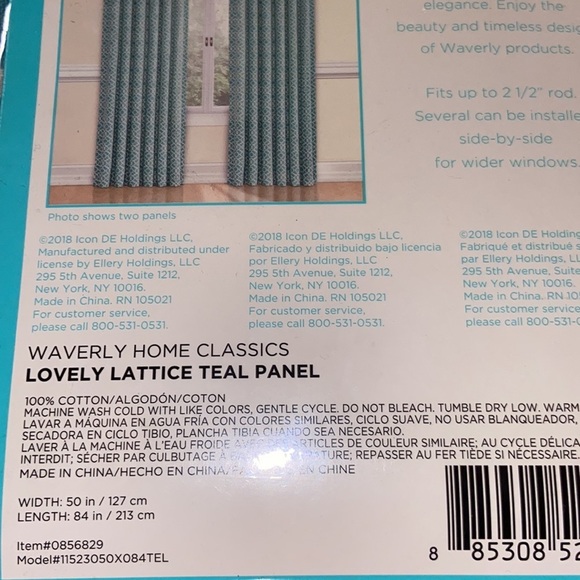 Waverly Home Classic Lovely Lattice Teal and White Rod Pocket Panel - Picture 2 of 4